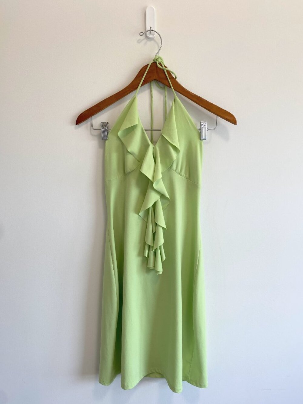 Vintage Lime Green Backless Halter Dress / Y2K / Made in Canada